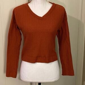 Art Class Orange Sweatshirt Knit Sz Large 10/12 Crop Recycled Polyester Spandex